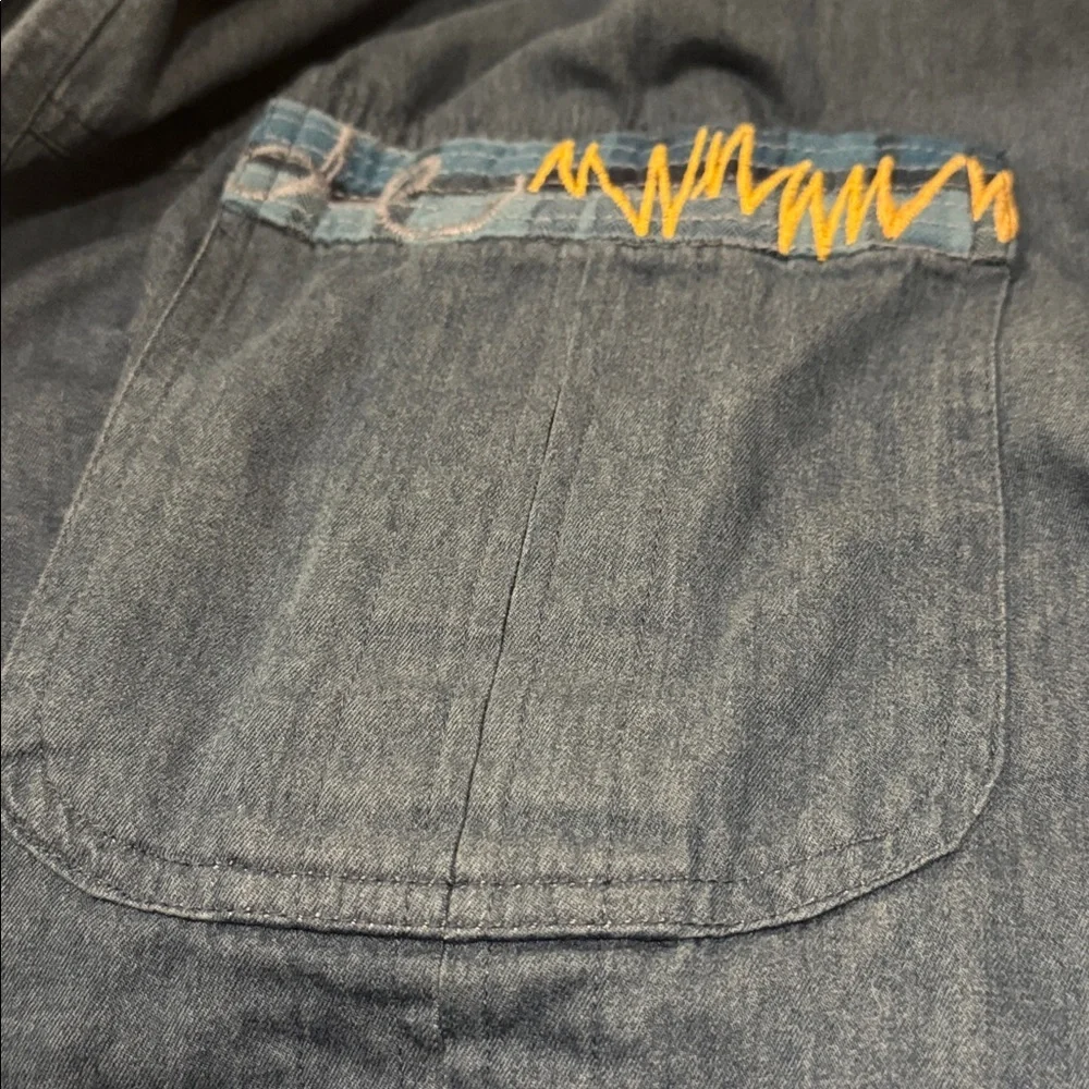 Johnny Was Moonlight Tie Dye Patchwork Military Jacket L Denim Embroidered - Picture 9 of 12